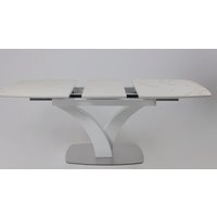Кухонный стол Аврора Нотр Дам Moderne 1400/1800x850 (камень белый Calacata vagli/белый муар)
