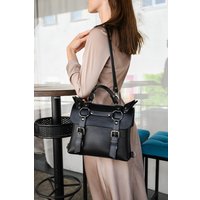 Женская сумка Killtoday B&J midi (черный зернистый/гладкий)