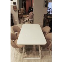 Кухонный стол Sheffilton SHT-T40/130-160 (белый глянцевый/белый)