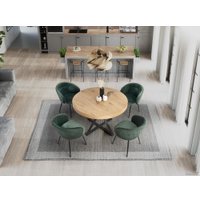 Кухонный стол Halmar Mercy 120-160/120 (дуб золотой/черный)