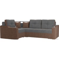 Угловой диван Лига диванов Комфорт 102598 (левый, рогожка, серый/коричневый)