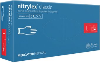 Нитриловые перчатки Mercator Nitrylex Classic (L, 100 шт, синий)