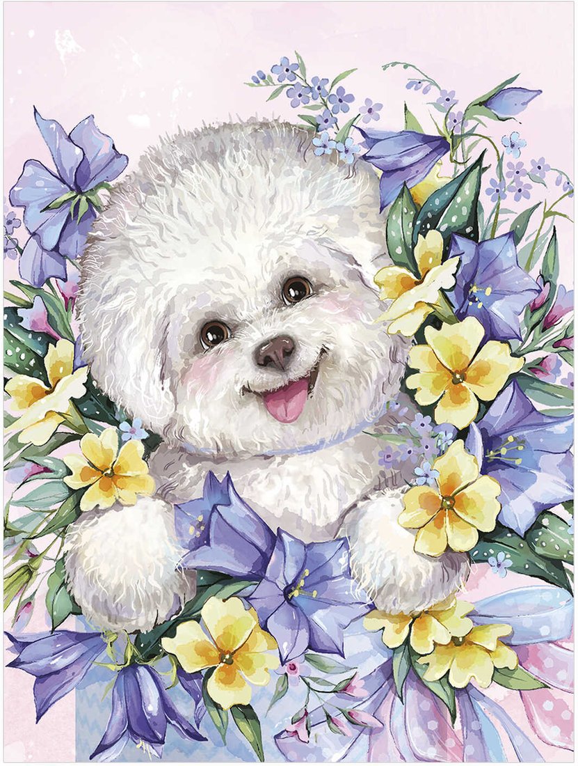 

Алмазная мозаика Феникс+ Болонка в цветах 62388