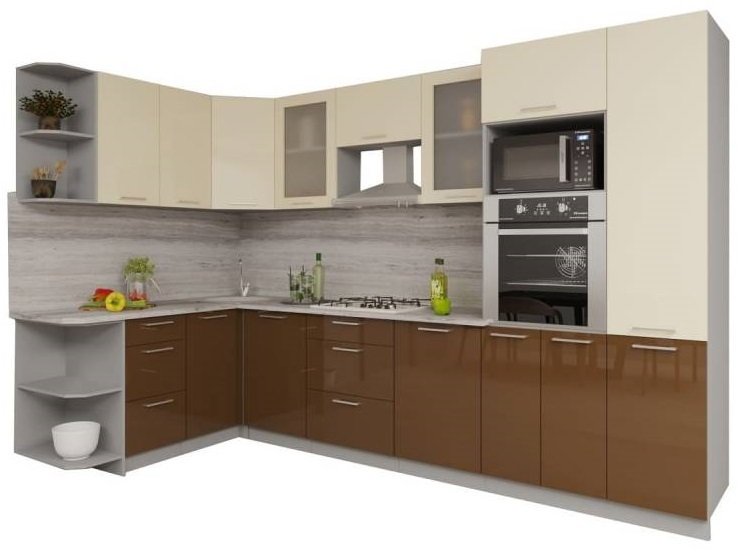 

Готовая кухня Интерлиния Мила Gloss 1.68x3.2 левая (ваниль-шоколад)