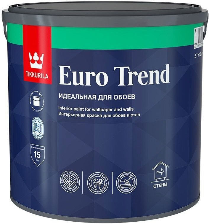 

Краска Tikkurila Euro Trend 3 0.9 л (база C, матовая)