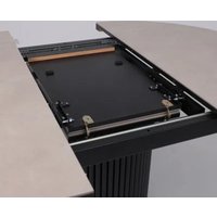 Кухонный стол Мамадома Askar round slide-116 раздвижной круглый 116-156 (bayona ivory premium cer/черный)