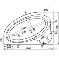 Ванна Santek Эдера 170x110 L 1WH111995 (с каркасом и экраном)