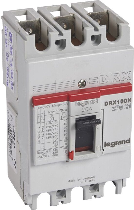 

Выключатель автоматический Legrand DRX 12520A 3P 20KA 27021