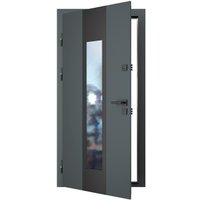 Металлическая дверь Guard Inox Black 96x205 (левая, графит/экосатин белый) в Гомеле