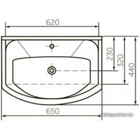 Умывальник Rosa Элеганс 650 65x44