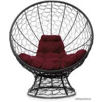 Кресло M-Group Кокос на подставке 11590402 (черный ротанг/бордовая подушка)