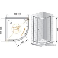 Душевой уголок Cezares Anima-W-R-1-90-C-Cr-IV