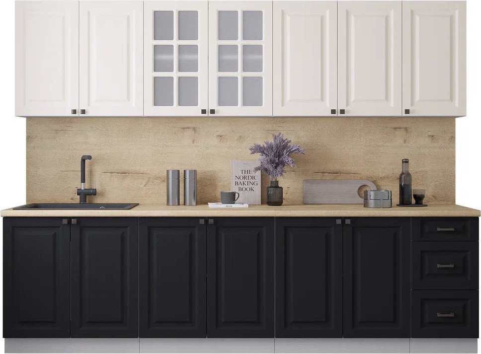 

Готовая кухня Интерлиния Мила Деко 2.8А (черный/белый/дуб бунратти)