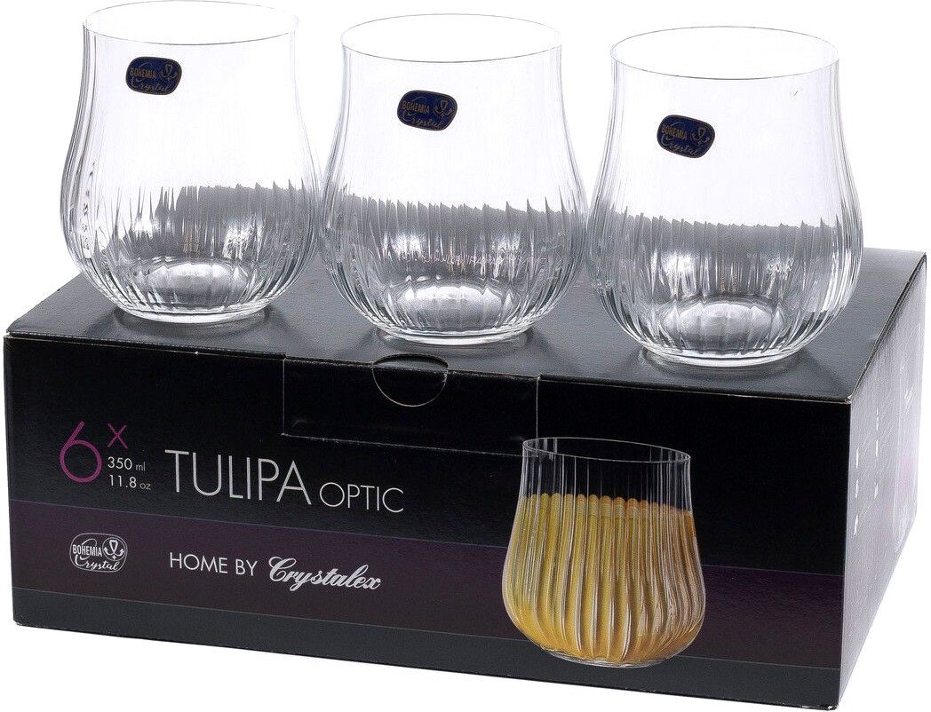 

Набор стаканов для воды и напитков Bohemia Crystal Tulipa Optic 25300/36/350