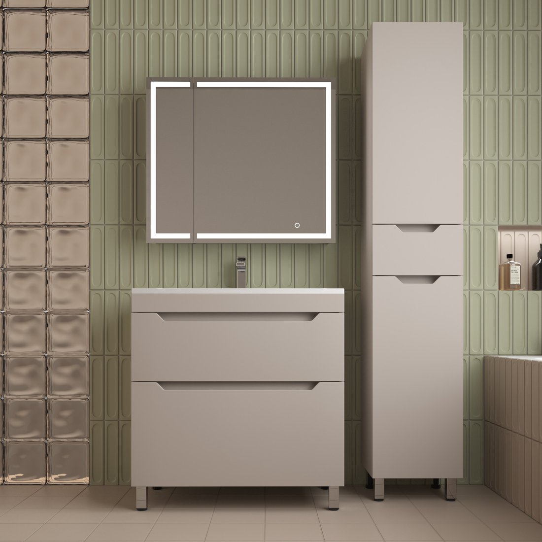 Symbolite Тумба под умывальник Остин 80 Plus 2 ящика (крем)