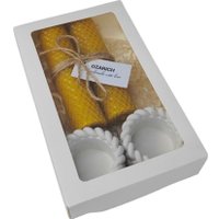 Подарочный набор Вендитио Ozarich Сувенирный с 2-мя свечами и подсвечниками Г1 (желтый)