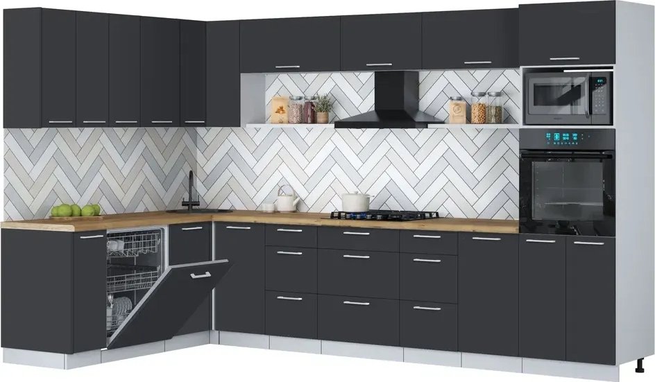 

Готовая кухня Интерлиния Мила Gloss 1.896х3.38-2 (пепел/пепел/дуб бунратти)