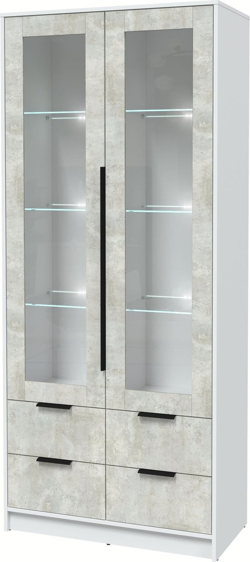 

Шкаф-витрина Интерлиния Концепт КТ-ШВ2 с подсветкой (бетон лайт/белый платинум)