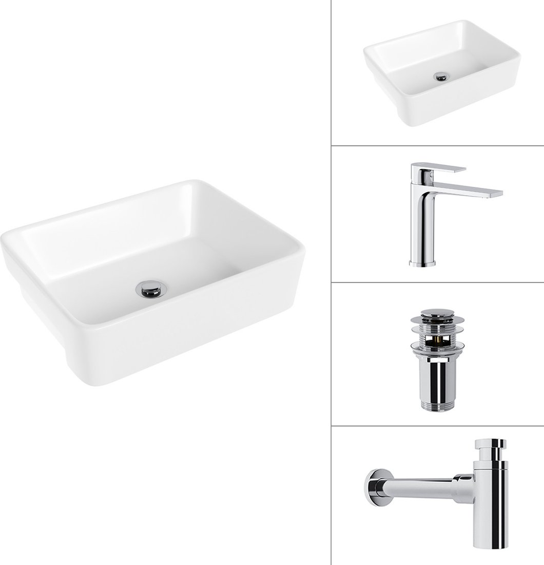 Умывальник Lauter 21675 + Reef 21CK678C + сифон 21635CH + донный клапан 21190CH (хром)