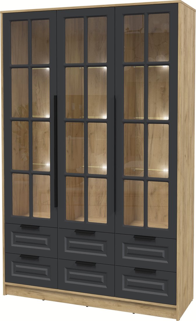 

Шкаф-витрина Интерлиния Концепт КТ-ШВ3 с подсветкой Деко (дуб золотой/пепел)