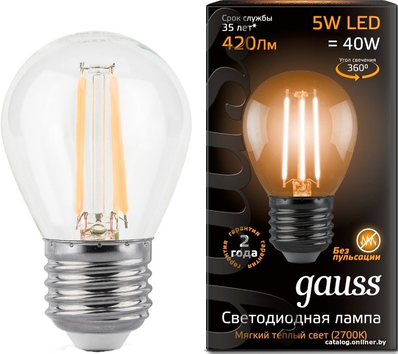 Светодиодная лампочка Gauss E27 5Вт 2700К [105802105]
