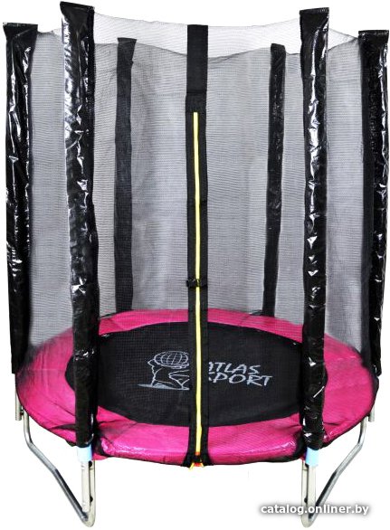 Батут Atlas Sport 140 см - 4.5ft (на эластичных ремнях, розовый)
