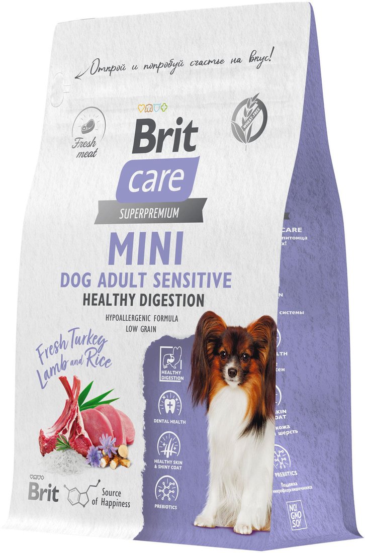 

Сухой корм для собак Brit Care Mini Adult Sensitive Healthy Digestion с индейкой и ягненком 1.5 кг