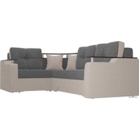 Угловой диван Лига диванов Комфорт 102599 (левый, рогожка, серый/бежевый)