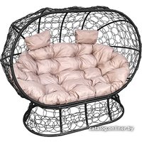 Садовый диван M-Group Лежебока 11190401 (на подставке с черным ротангом/бежевая подушка)