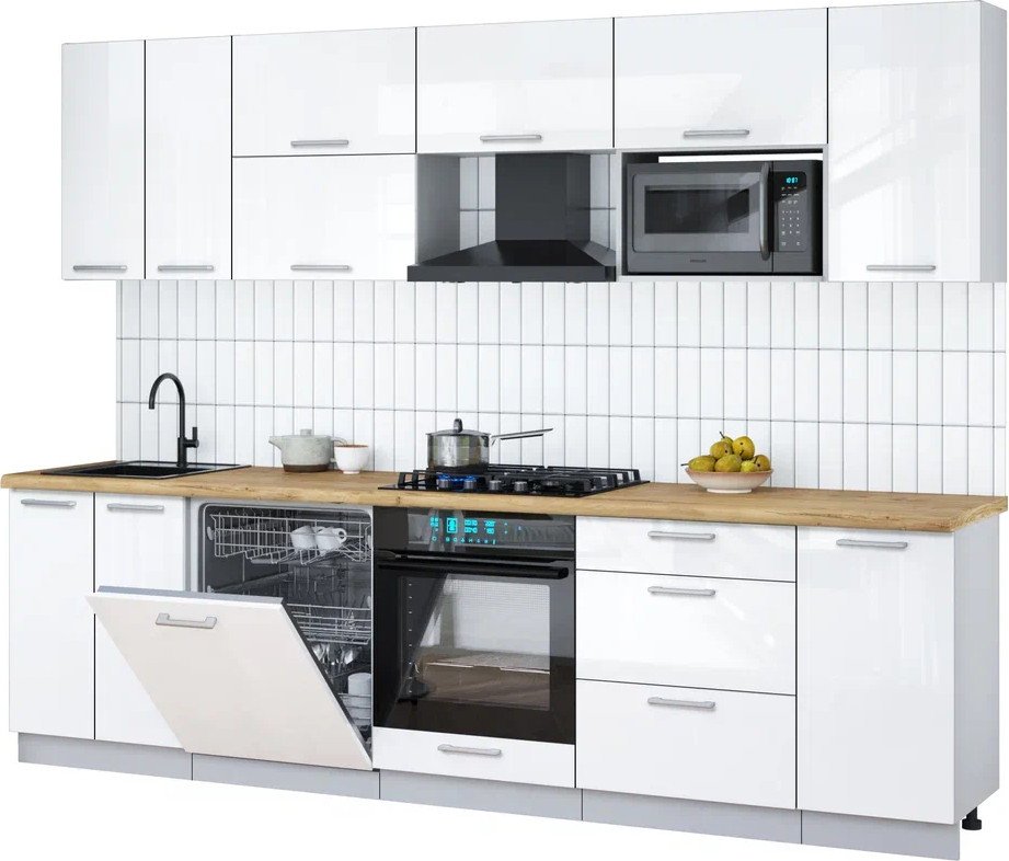 

Готовая кухня Интерлиния Мила Gloss 2.8-ПМ2 (белый глянец/белый глянец/дуб бунратти)