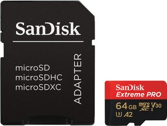 SanDisk Extreme PRO microSDXC SDSQXCU-064G-GN6MA 64GB (с адаптером)