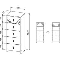 Комод Mio Tesoro Байкал 5 ящиков (дуб золотистый/графит)