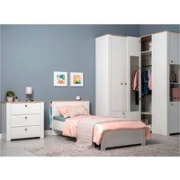 Кровать Mobi Джастин 11.54 90x190 (белый PE шагрень/дуб белый Exclusive/белая шагрень)