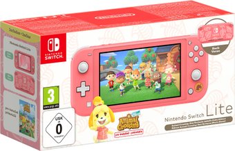 Nintendo Switch Lite (розовый + Animal Crossing: New Horizons Isabelle Aloha Edition)