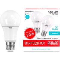 Светодиодная лампочка Gauss Elementary A60 12W 4100K E27 23222P (2 шт)