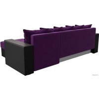 Угловой диван Лига диванов Дубай лайт правый 114185 (микровельвет фиолетовый/экокожа черный)