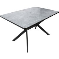 Кухонный стол ВВР Миллер (мрамор серый/черный №7, стекло 120-160/80)