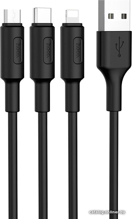 Кабель Hoco X25 Lightning/microUSB/USB Type-C (черный)