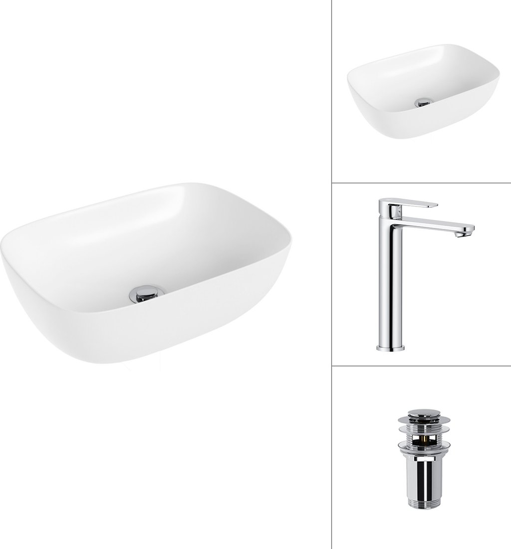 Умывальник Lauter 21493A + Moon 21СK81691C с донным клапаном 21190CH (хром)