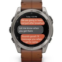 Умные часы Garmin Fenix 8 Sapphire 51мм (титановый, каштановый кожаный ремешок)