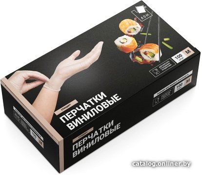 Виниловые перчатки A.D.M Виниловые (M, 100 шт, белый)