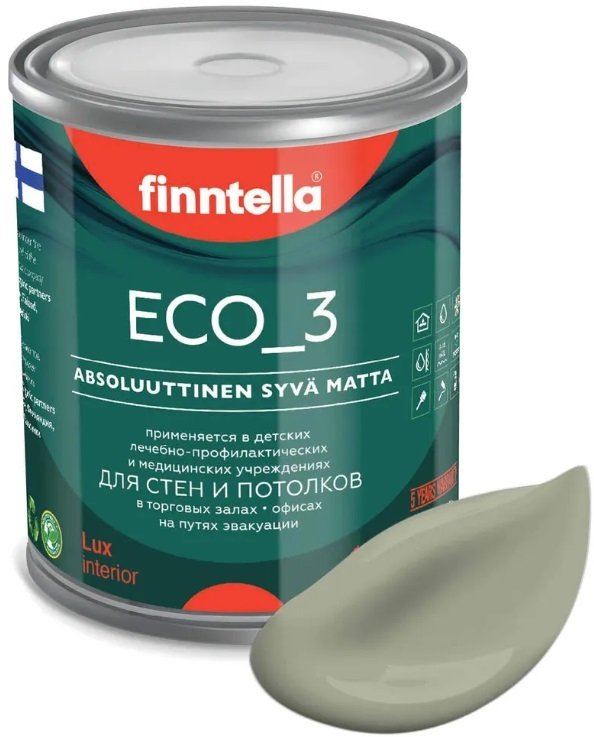 

Краска Finntella Eco 3 Wash and Clean Suojaa F-08-1-1-LG78 0.9 л (серо-зеленый)