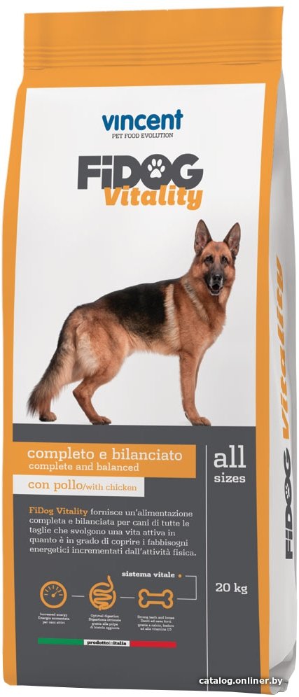 Сухой корм для собак Vincent Fidog Vitality 20 кг
