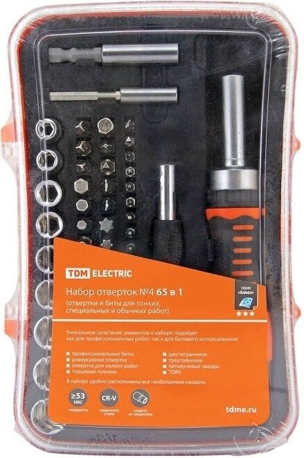 

Набор трещотка с головками и битами TDM Electric SQ1019-0204 (65 предметов)