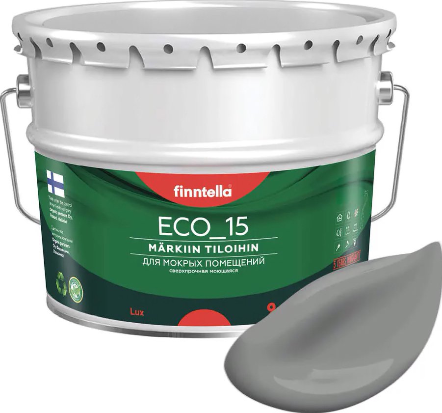 

Краска Finntella Eco 15 Kivia F-10-1-9-FL059 9 л (серый)
