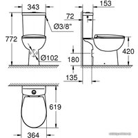 Унитаз напольный Grohe Bau 39436000+39349000+39493000