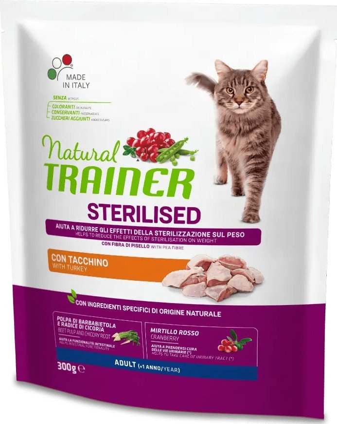 Сухой корм для кошек Trainer Natural Sterilised Корм сухой для стерилизованных кошек и кастрирован.котов со свежим белым мясом 300 г