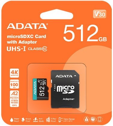 

Карта памяти ADATA Premier AUSDX512GUICL10A1-RA1 microSDXC 512GB (с адаптером)