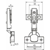 Мебельная петля GTV накладная д.35 без пружины clipon