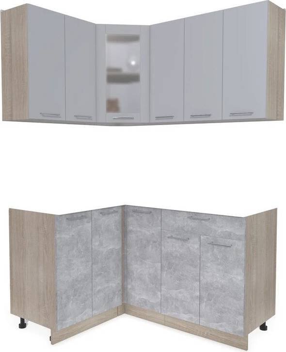 

Готовая кухня Интерлиния Мила 12x15 без столешницы (серебристый/бетон)